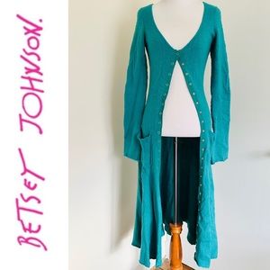 Vintage Betsey Johnson Sweater Dress Duster in Teal Grunge 90’s